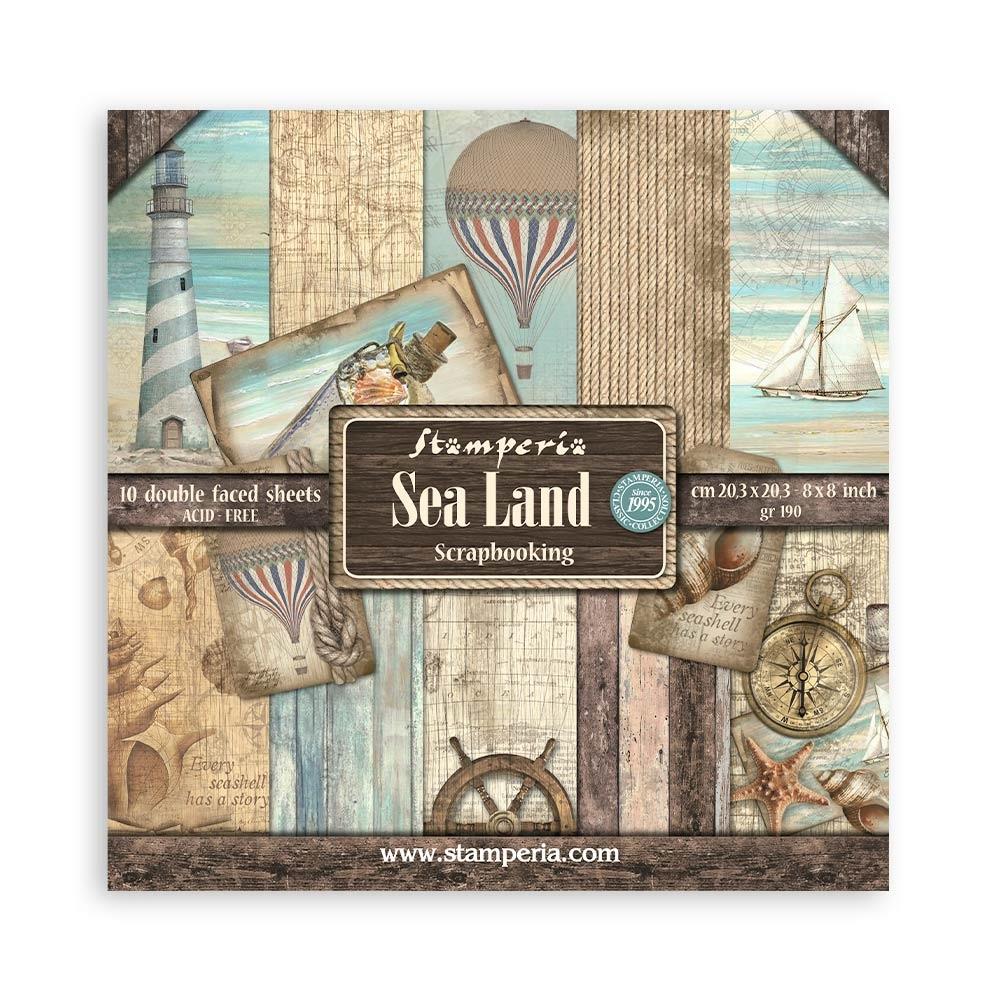 Stamperia Sea Land 8"X8" Double-Sided Paper Pad, 10/Pkg (SBBS101)