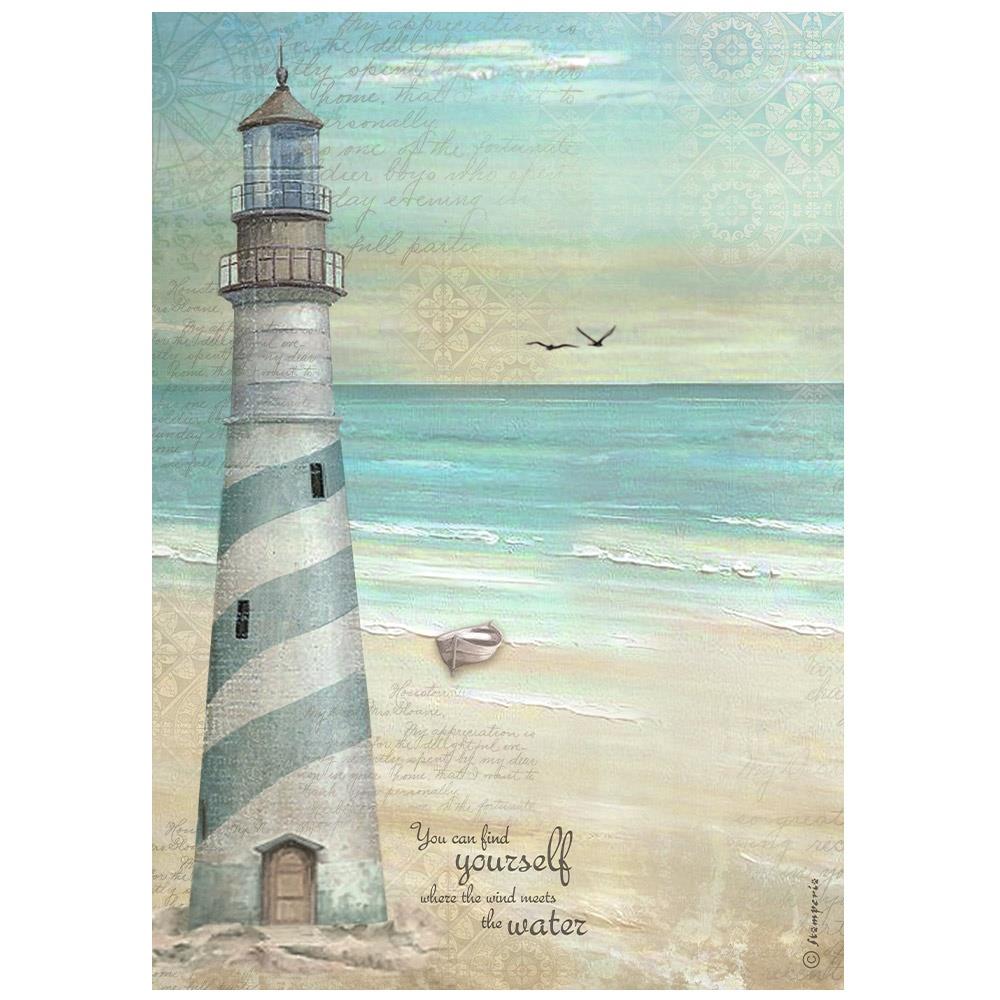 Stamperia Sea Land A4 Rice Paper Sheet: Lighthouse (DFSA4857)