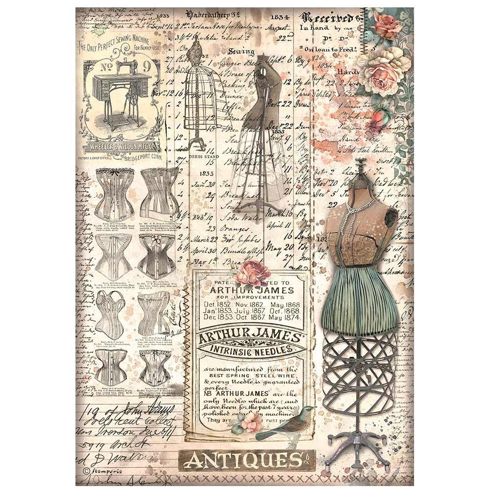 Stamperia Brocante Antiques A4 Rice Paper Sheet: Mannequin (DFSA4851)