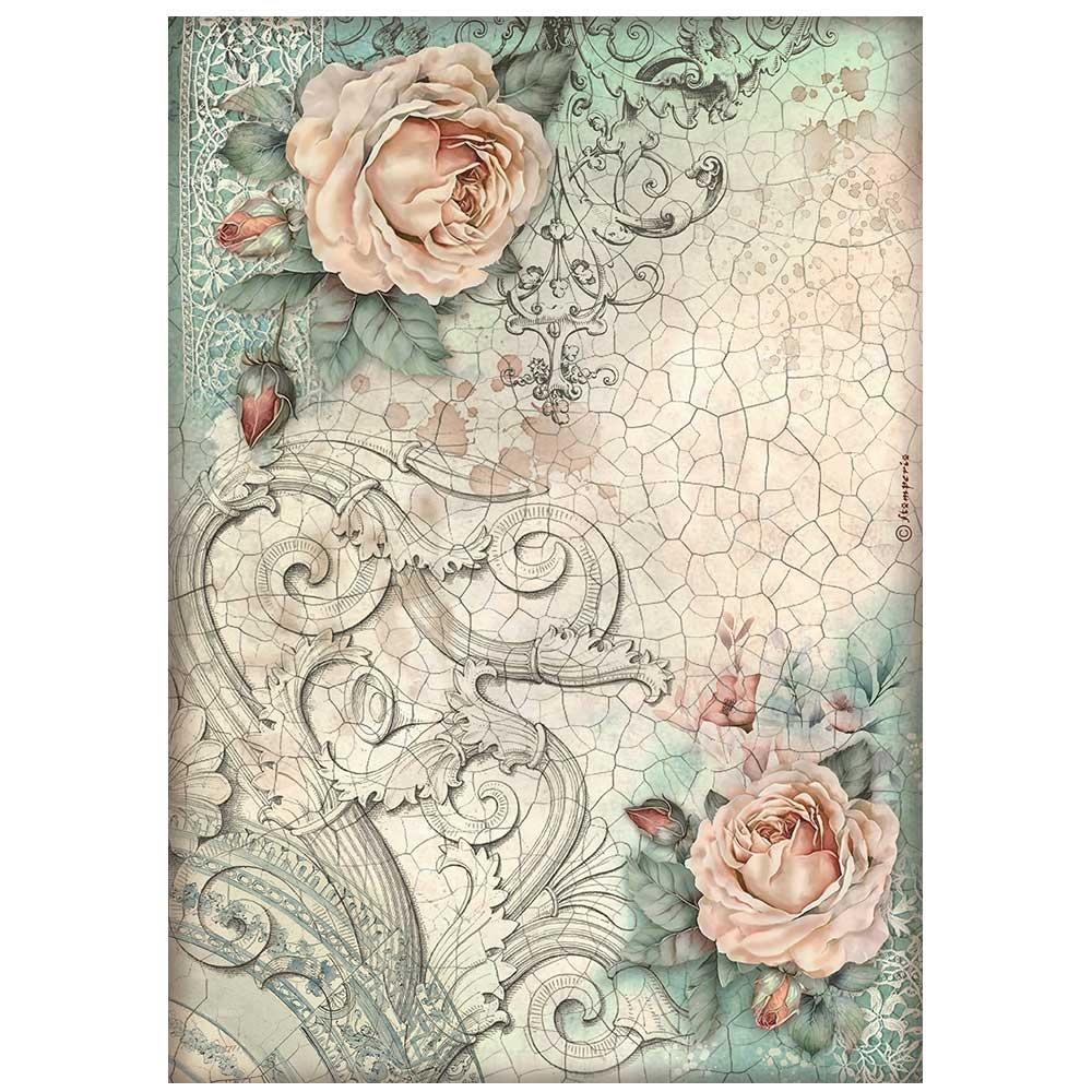 Stamperia Brocante Antiques A4 Rice Paper Sheet: Roses (DFSA4853)