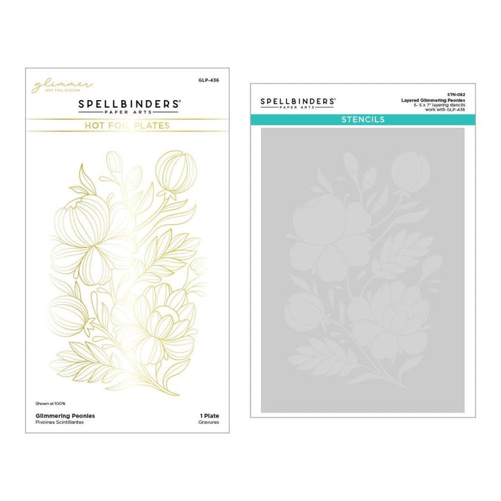 Spellbinders Glimmer Plate And Stencil Bundle: Glimmering Peonies (5A0022YJ1G60R)