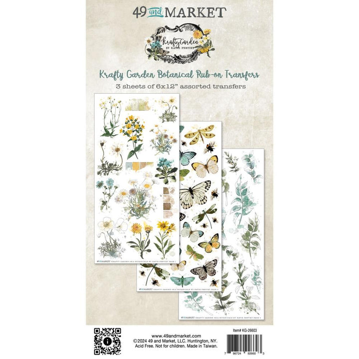 49 and Market Krafty Garden Rub-On Transfer Set: Botanicals (KG26603)