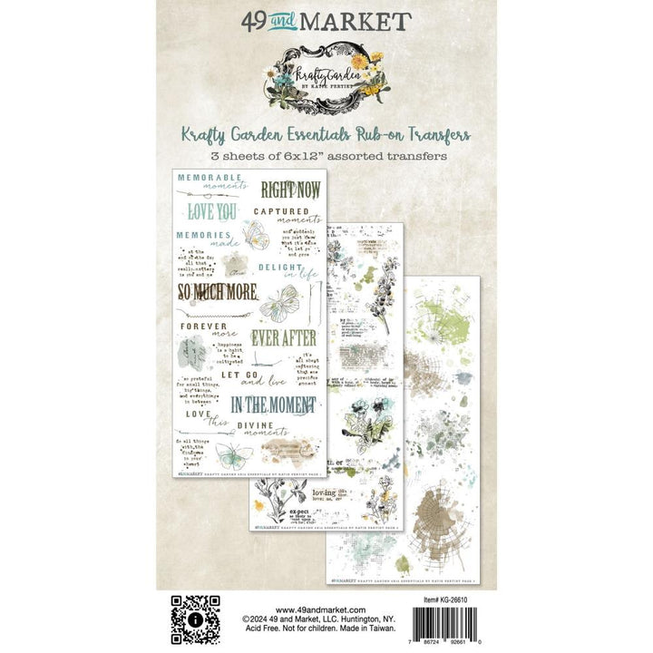 49 and Market Krafty Garden Rub-On Transfer Set: Essentials (KG26610)