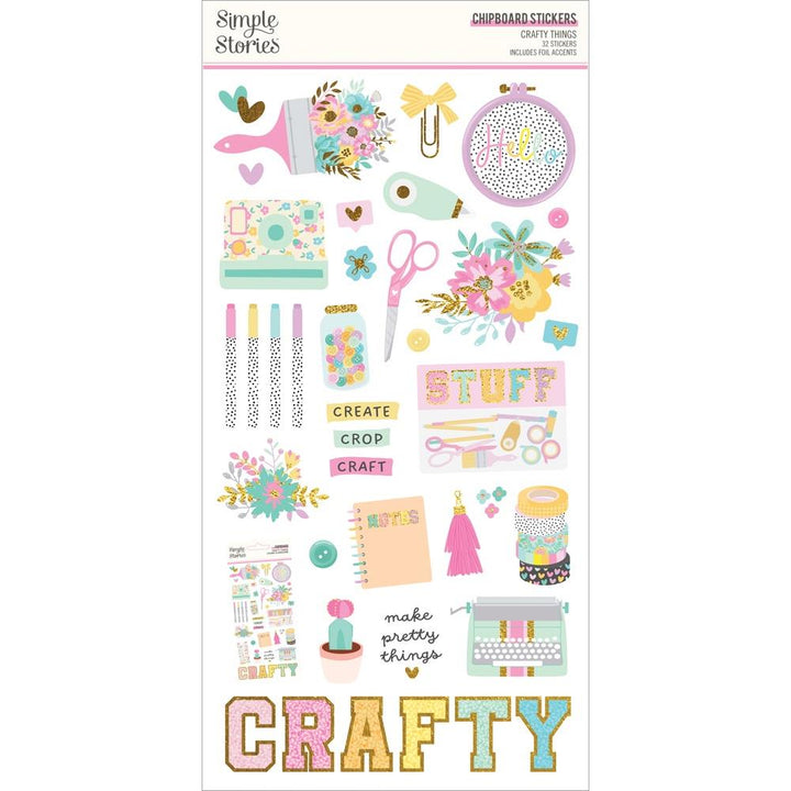 Simple Stories Crafty Things 6"X12" Chipboard Stickers (5A0022LY1G5G4)