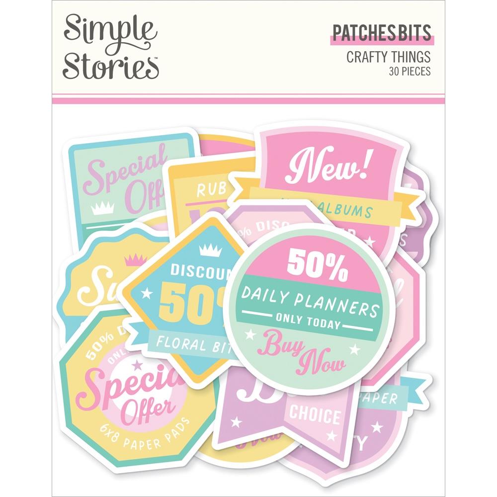 Simple Stories Crafty Things Bits & Pieces: Patches, 30/Pkg (5A0022K31G5G7)