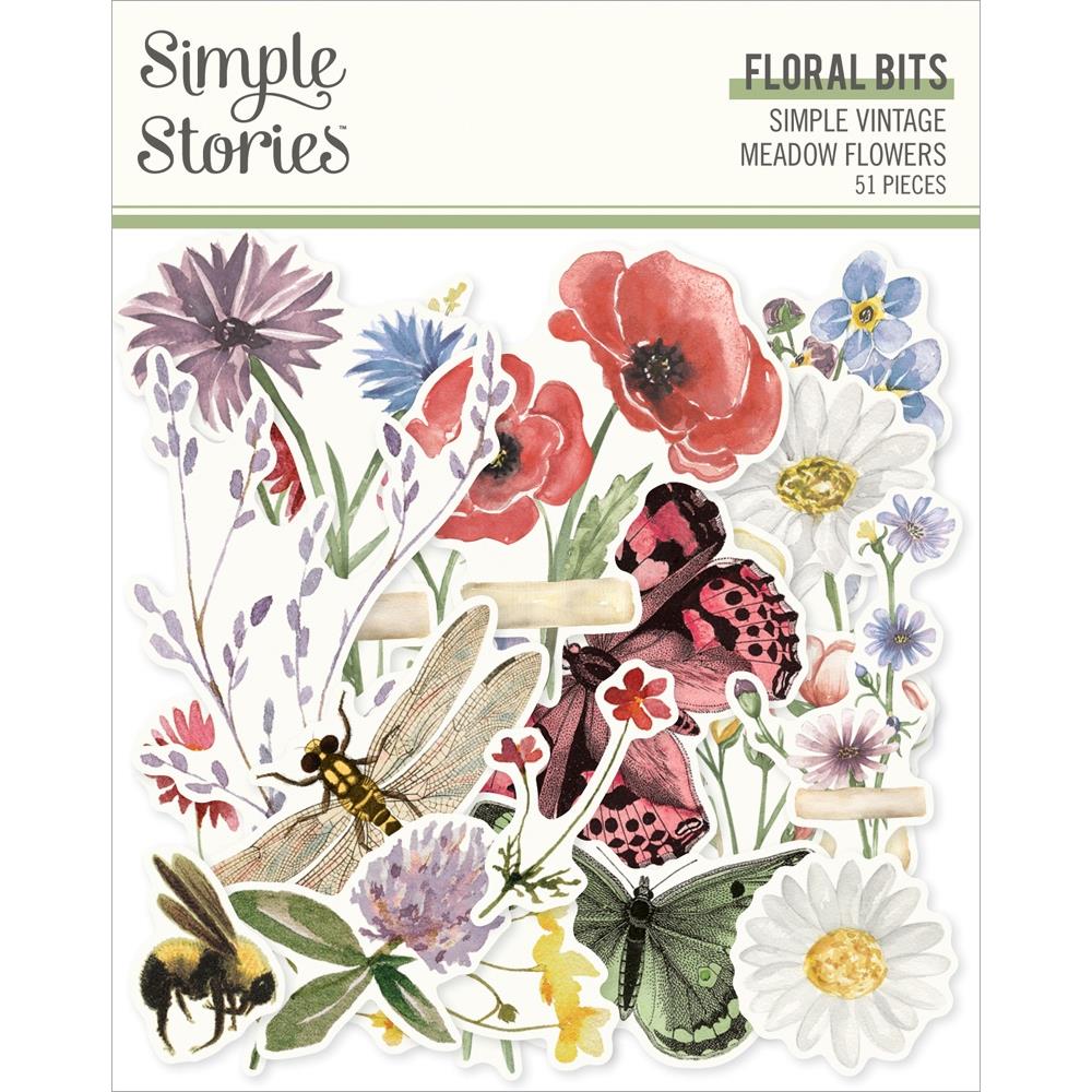 Simple Stories Simple Vintage Meadow Flowers Bits & Pieces: Floral, 51/Pkg (5A0022K81G5HD)