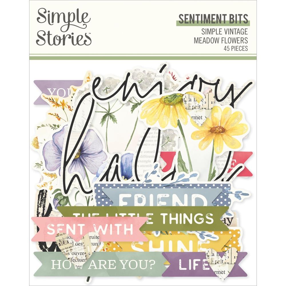 Simple Stories Simple Vintage Meadow Flowers Bits & Pieces: Sentiment, 45/Pkg (5A0022K91G5HF)