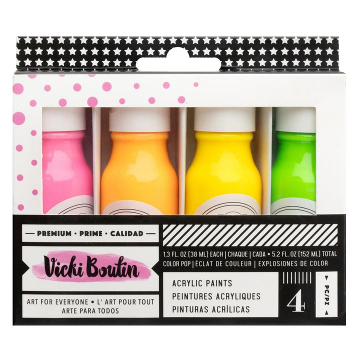 Vicki Boutin Mixed Media Acrylic Paint: Neon, 4/Pkg (VB030515)