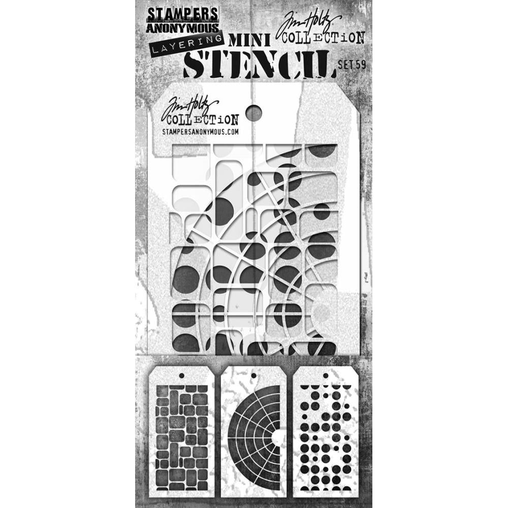 Tim Holtz Mini Layered Stencil Set: #59, 3/Pkg, by Stampers Anonymous (MTS1G636)