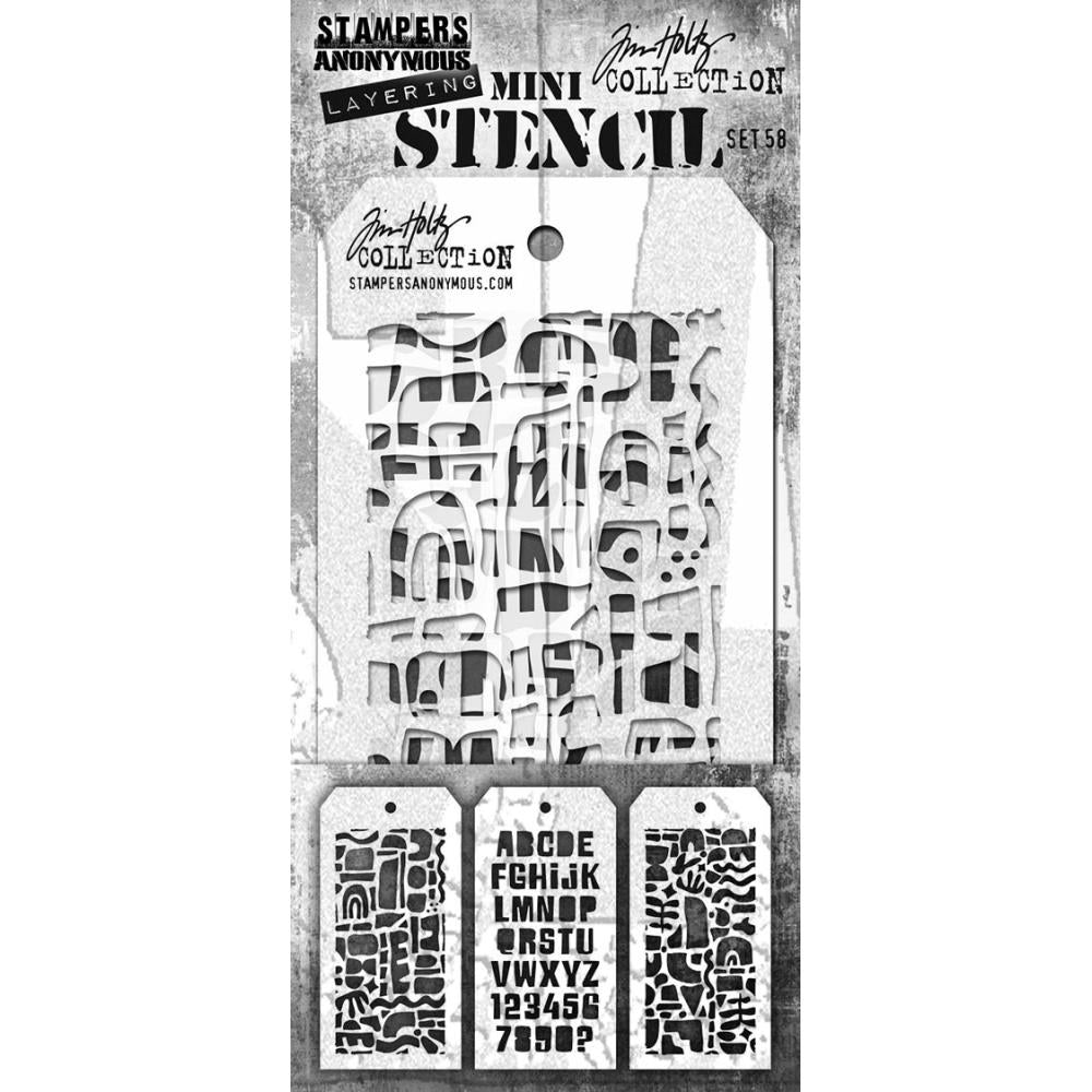 Tim Holtz Mini Layered Stencil Set: #58, 3/Pkg, by Stampers Anonymous (MTS1G63F)