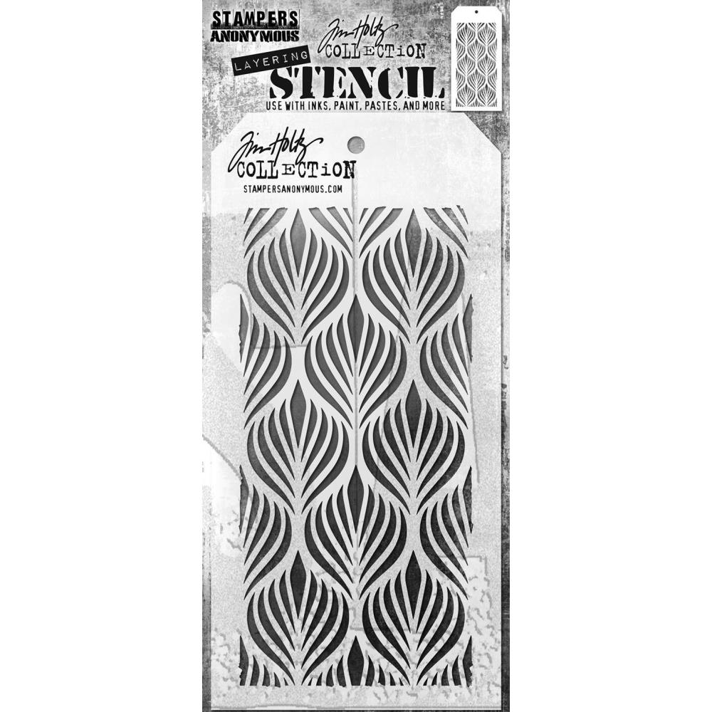 Tim Holtz 4.125"X8.5" Layered Stencil: Deco Feather, by Stampers Anonymous (THS1G63G)