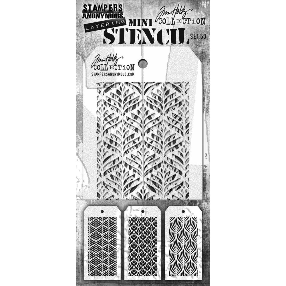 Tim Holtz Mini Layered Stencil Set: #60, 3/Pkg, by Stampers Anonymous (MTS1G63M)
