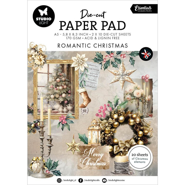 Studio Light Essentials 5.83"X8.25" Die-cut Paper Pad: Nr. 201, Romantic Christmas, 20/Pkg (5A0023HW1G6H5)