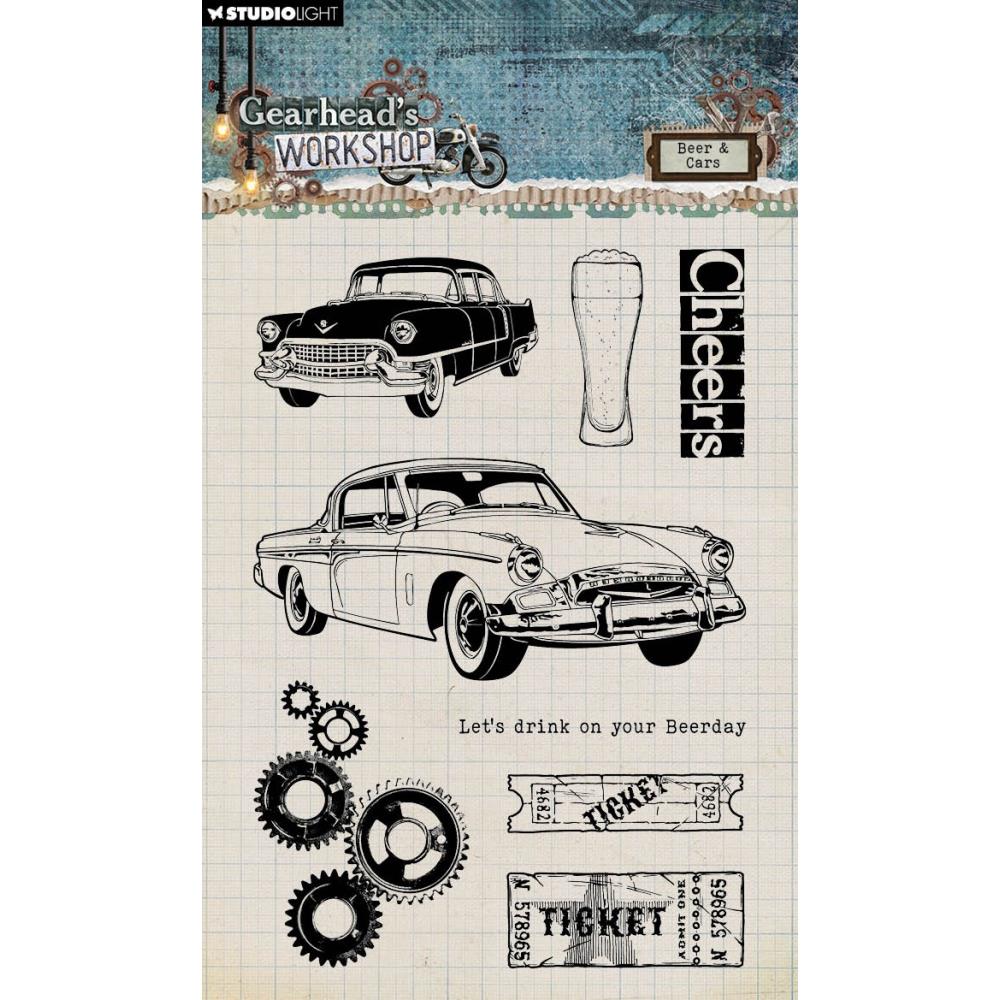 Studio Light Gearhead's Workshop Clear Stamps: Nr. 674, Beer & Cars (5A0023N91G6HW)