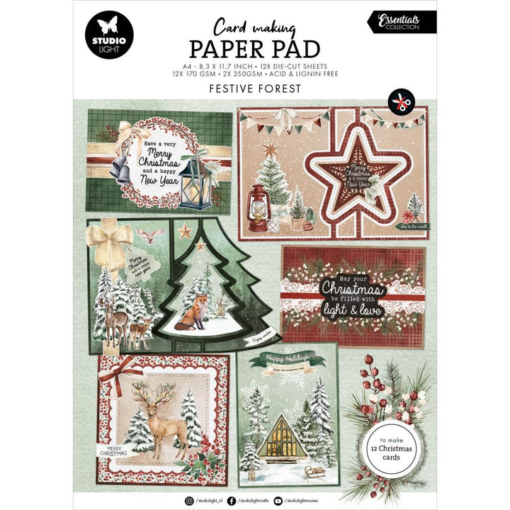 Studio Light Essentials Card Making Pad: Nr. 13, Festive Forest, 14/Pkg (5A0023N41G6HX)