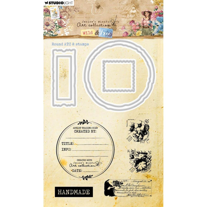 Studio Light Jenine's Mindful Art Wild & Free Stamp & Die Set: Nr. 81, Round ATC & Stamps (5A0023H01G6J3)