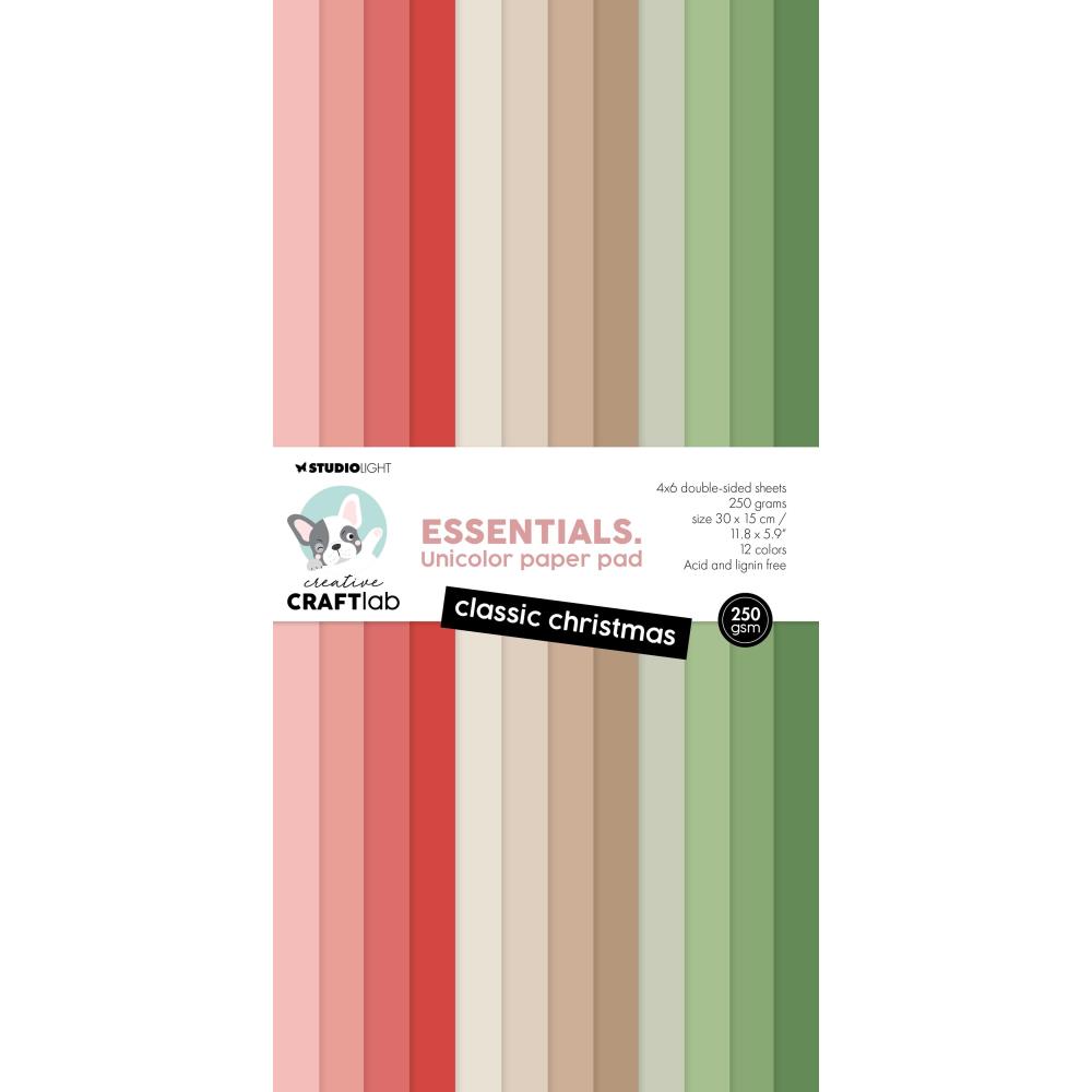 Studio Light Unicolor Essentials 11.8"X5.9" Paper Pad: Nr. 221, Classic Christmas, 24/Pkg (5A0023KN1G6J9)