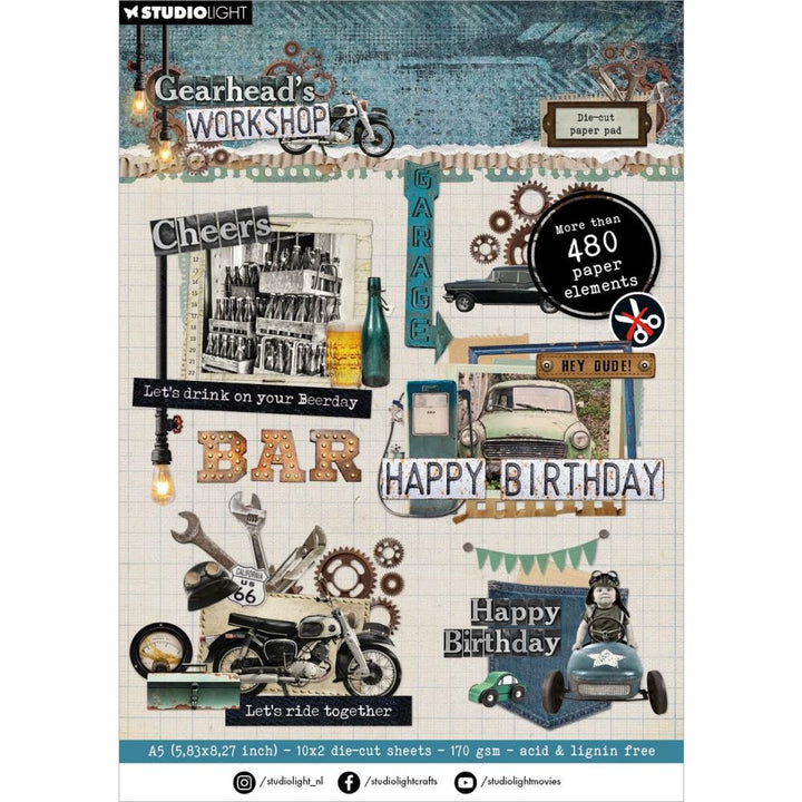 Studio Light Gearhead's Workshop 5.83"X8.25" Paper Pad: Nr. 185, Die-Cut Elements (5A0023HN1G6JD)