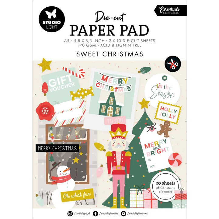 Studio Light Essentials 5.83"X8.25" Die-cut Paper Pad: Nr. 203, Sweet Christmas, 20/Pkg (5A0023HQ1G6JL)