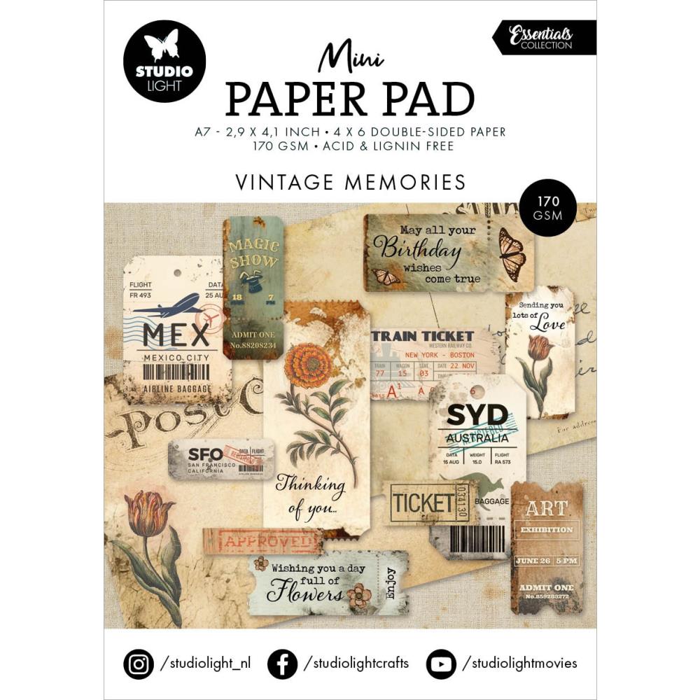 Studio Light Essentials 3"X4" Mini Paper Pad: Nr. 215, Vintage Memories, 24/Pkg (5A0023NY1G6L3)