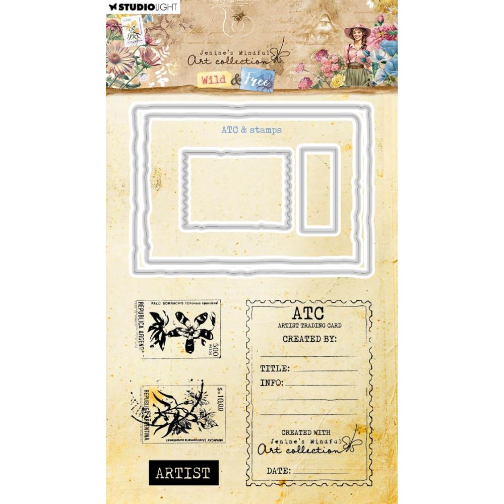 Studio Light Jenine's Mindful Art Wild & Free Stamp & Die Set: Nr. 82, ATC & & Stamps (5A0023P01G6L5)