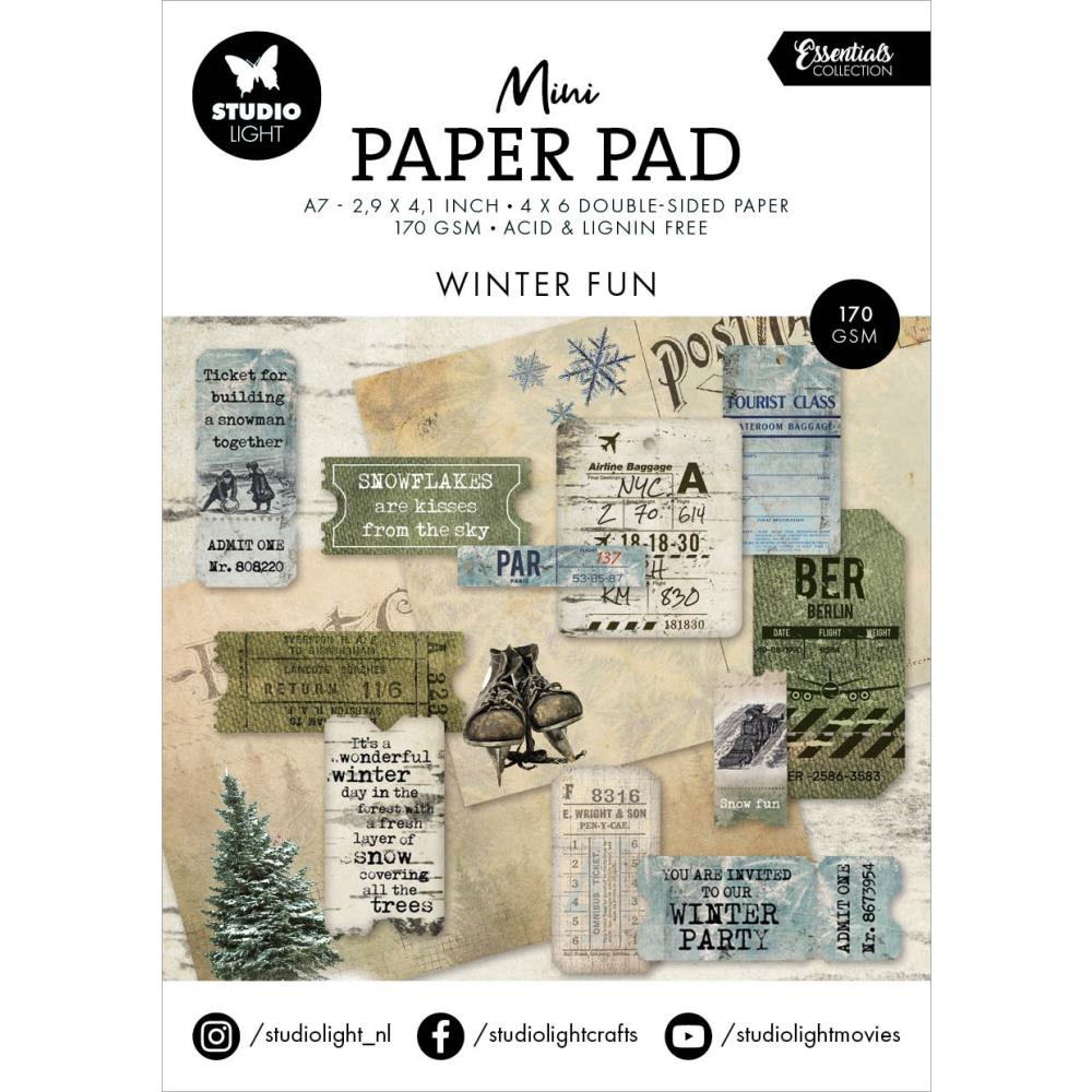 Studio Light Essentials 3"X4" Mini Paper Pad: Nr. 214, Winter Fun, 24/Pkg (5A0023LV1G6MJ)