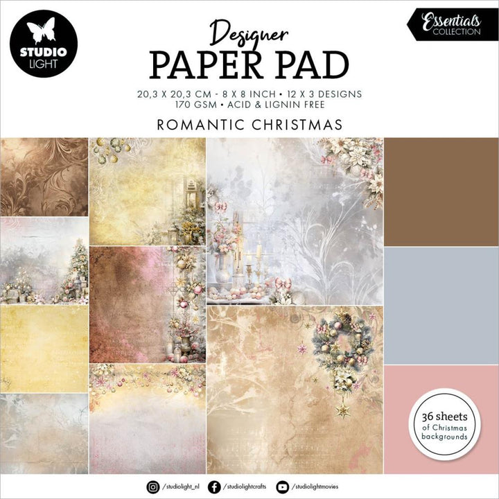 Studio Light Essentials 8"X8" Paper Pad: Nr. 197, Romantic Christmas, 36/Pkg (5A0023J51G6NG)