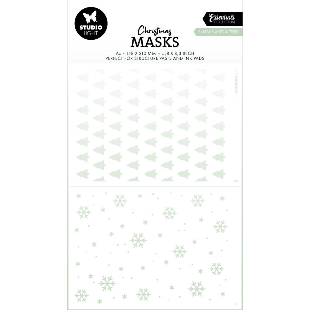 Studio Light Essentials 4.13"X5.83" Stencil: Nr. 291, Snowflakes & Trees (5A0023MC1G6P0)