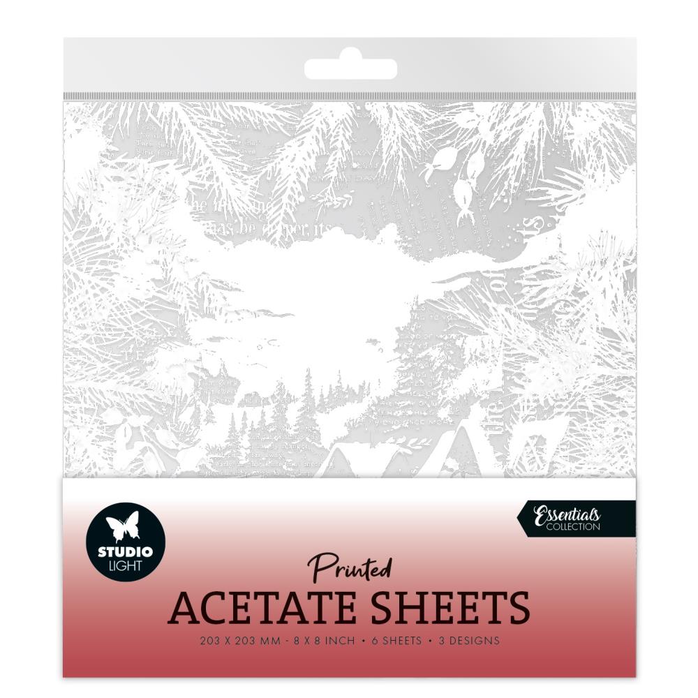 Studio Light Essentials Acetate Sheet: Nr. 07, Snowy Town, Pine & Verses, 6/Pkg (5A0023NN1G6P2)