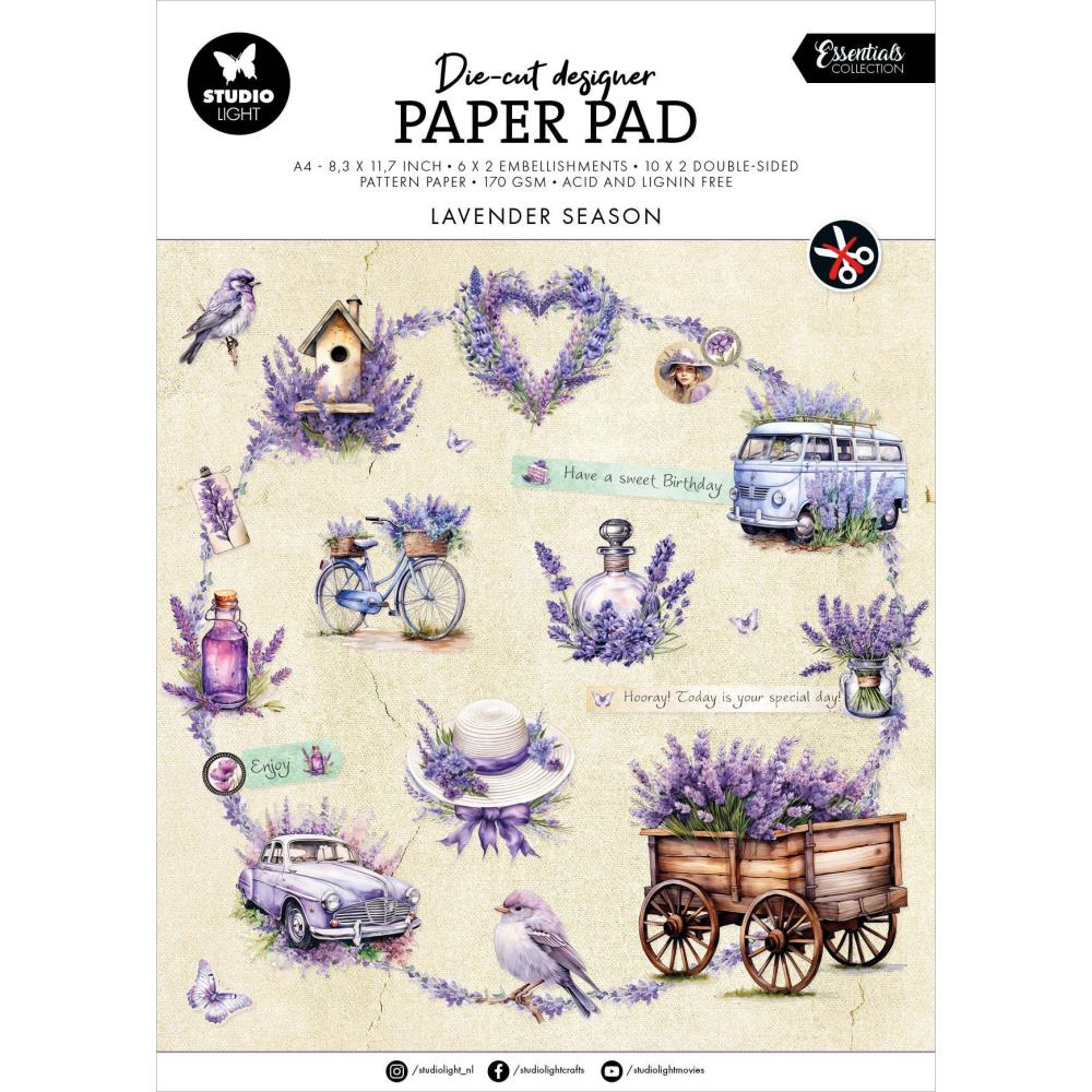 Studio Light Essentials 11.5"X8.25" Die-Cut Paper Pad: Nr. 167, Lavender Season, 32/Pkg (5A0023L81G6P7)