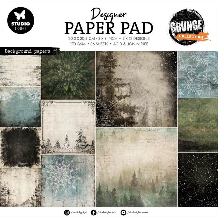 Studio Light Grunge Collection 8"X8" Paper Pad: Nr. 187, Background Designs, 36/Pkg (5A0023GN1G6PJ)