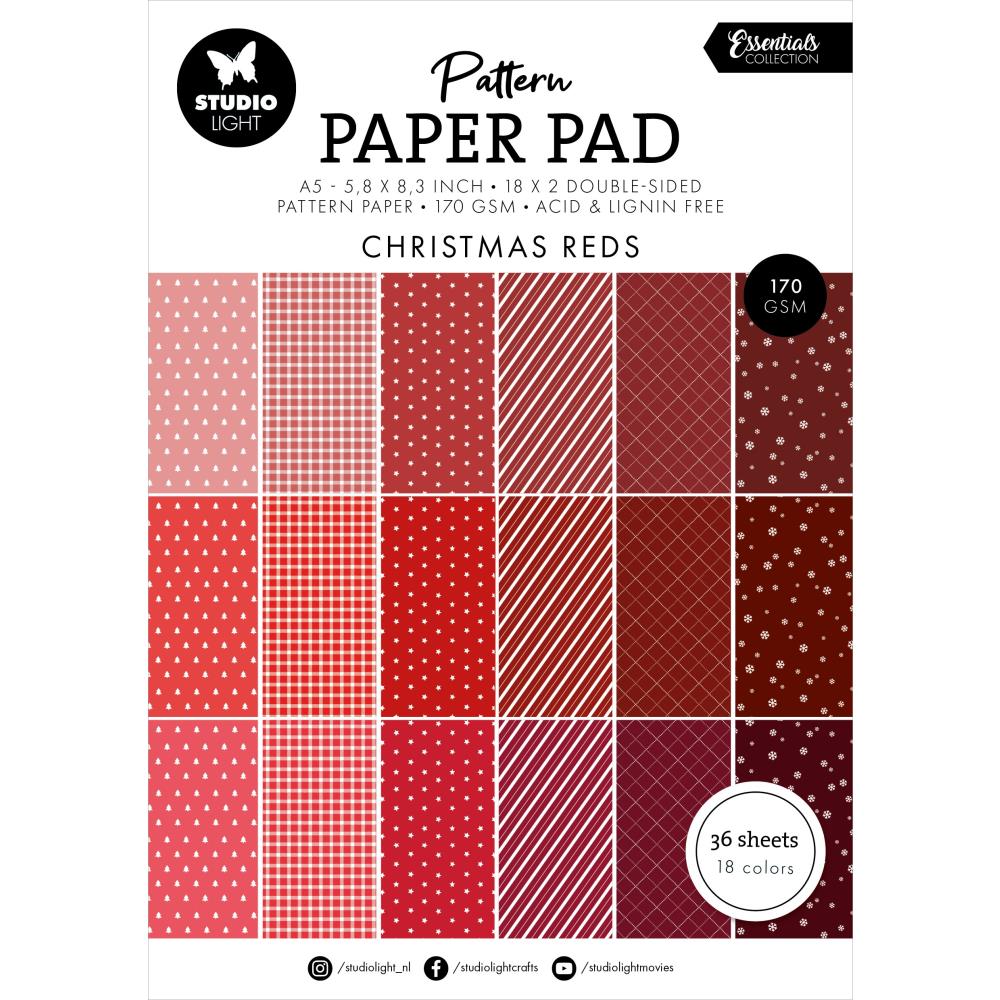 Studio Light Pattern Essentials 5.83"X8.25" Paper Pad: Nr. 207, Christmas Reds (5A0023JK1G6PS)