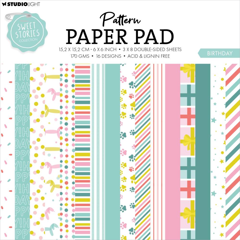 Studio Light Sweet Stories 6"X6" Paper Pad: Nr. 180, Birthday, 24/Pkg (5A0023KS1G6PW)