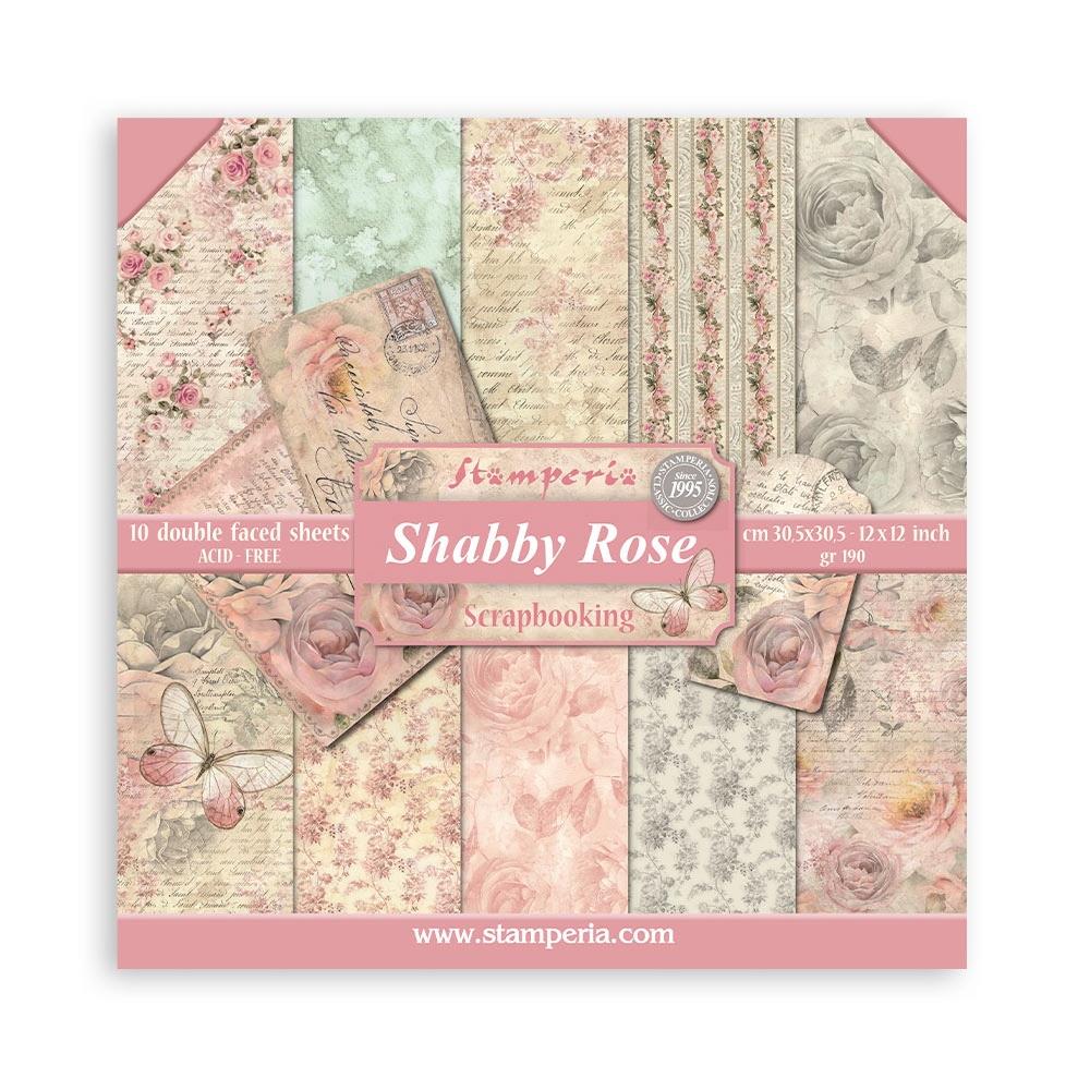 Stamperia Shabby Rose 12"X12" Double-Sided Paper Pad, 10/Pkg (SBBL12)