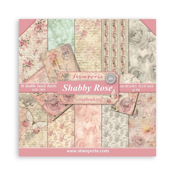 Stamperia Shabby Rose 12"X12" Double-Sided Paper Pad, 10/Pkg (SBBL12)