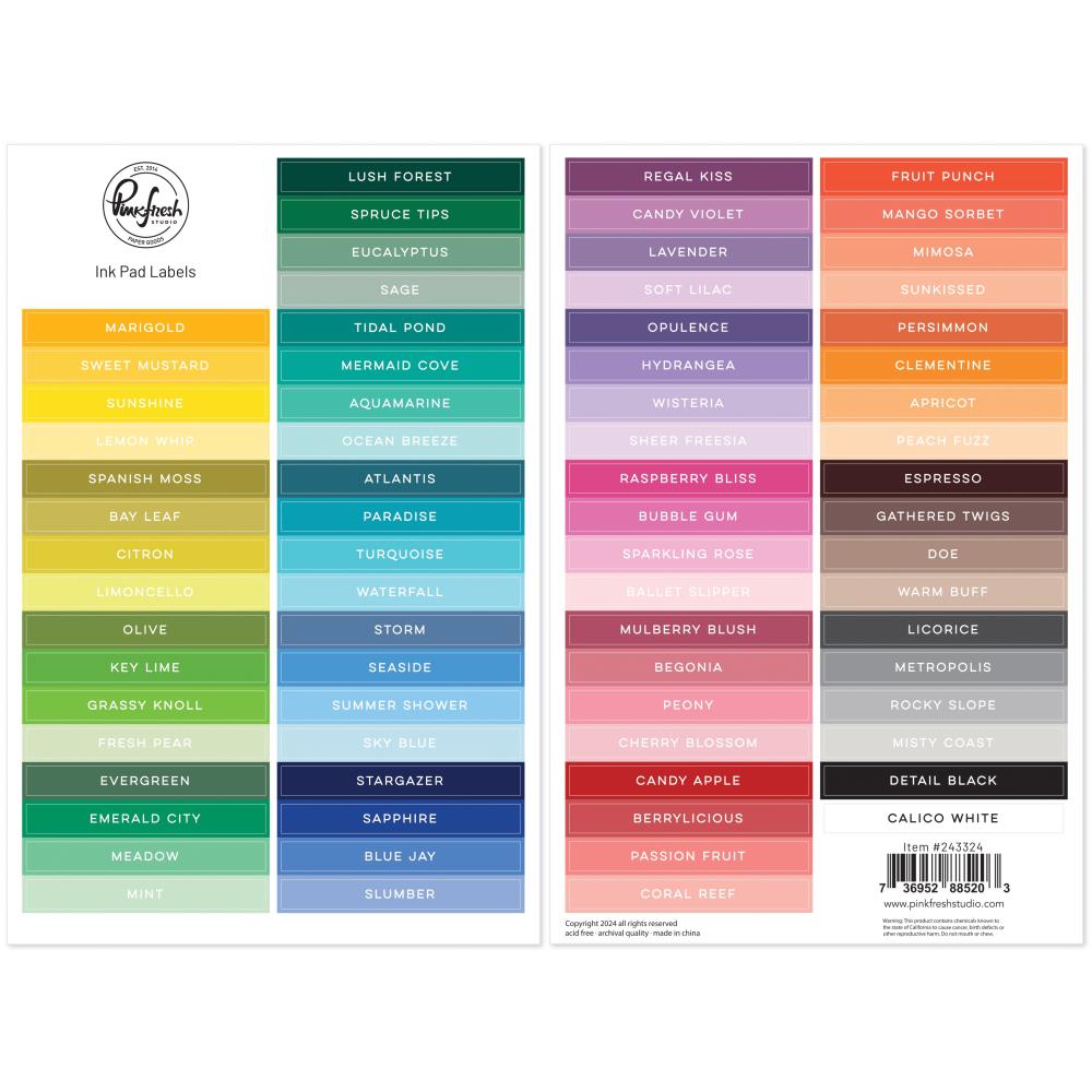 Pinkfresh Studio Ink Pad Labels, 74 Pieces (5A0025GS1G87M)