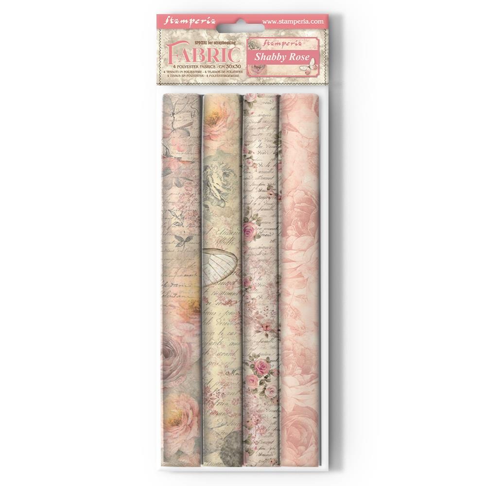 Stamperia Shabby Rose 12"X12" Polyester Fabric, 4/Pkg (5A00254P1G830)