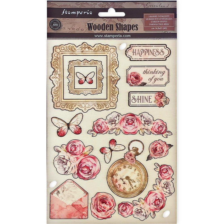 Stamperia Shabby Rose A5 Colored Wooden Shapes (5A0025441G836)