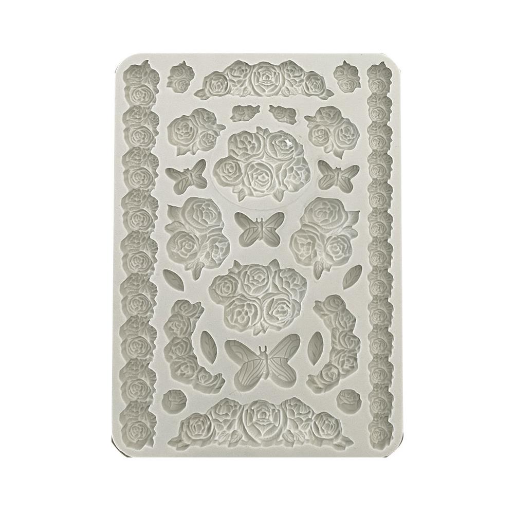 Stamperia Shabby Rose A5 Silicone Mould: Roses And Butterfly (5A00254S1G83X)