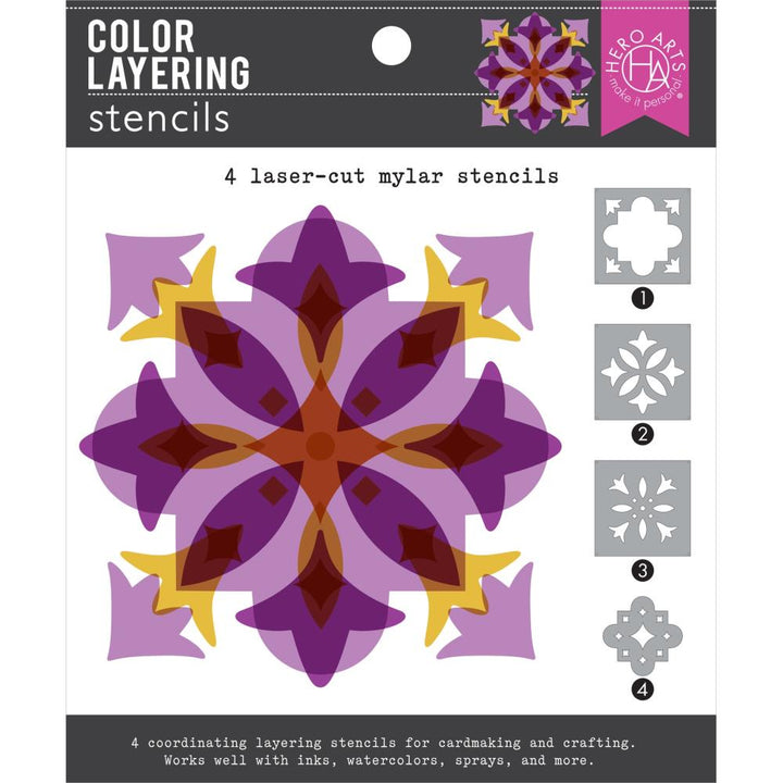 Hero Arts 6"X6" Color Layering Stencil Set: Tile (5A0027QC1GB1N)