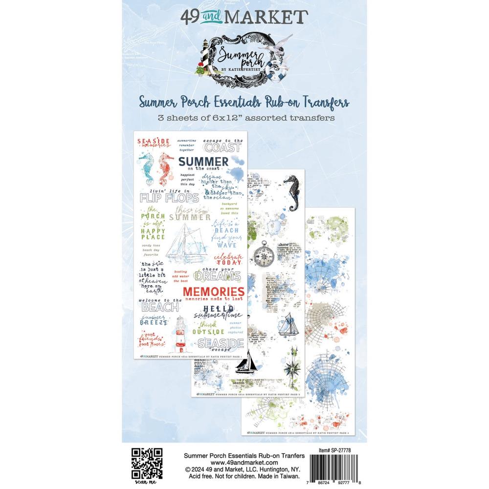 49 and Market Summer Porch Rub-on Transfer Set: Essentials (5A0021J01G4FJ)