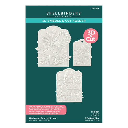 Spellbinders 3D Embossing Folder: Mushrooms From Me To You, From Sealed 3D Botanicals (5A0028M01GBP5)