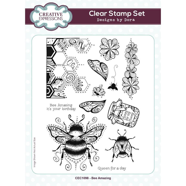 Creative Expressions 6"X8" Clear Stamp Set: Bee Amazing, Designs By Dora (5A00283Y1GB5W)