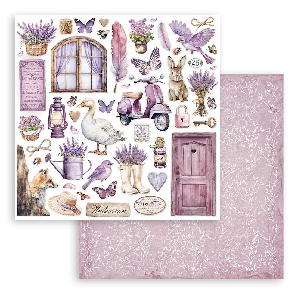 Stamperia Lavender 12"X12" Double-Sided Cardstock: Elements (5A0027GZ1G9SG)