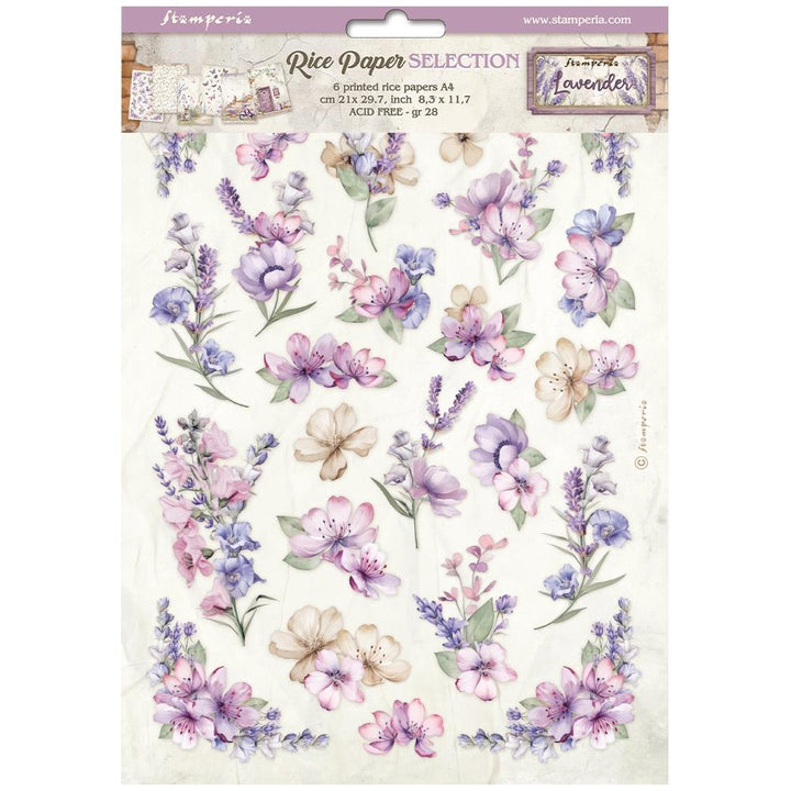 Stamperia Lavender A4 Assorted Rice Paper, 6/Pkg (5A0027GG1G9SK)