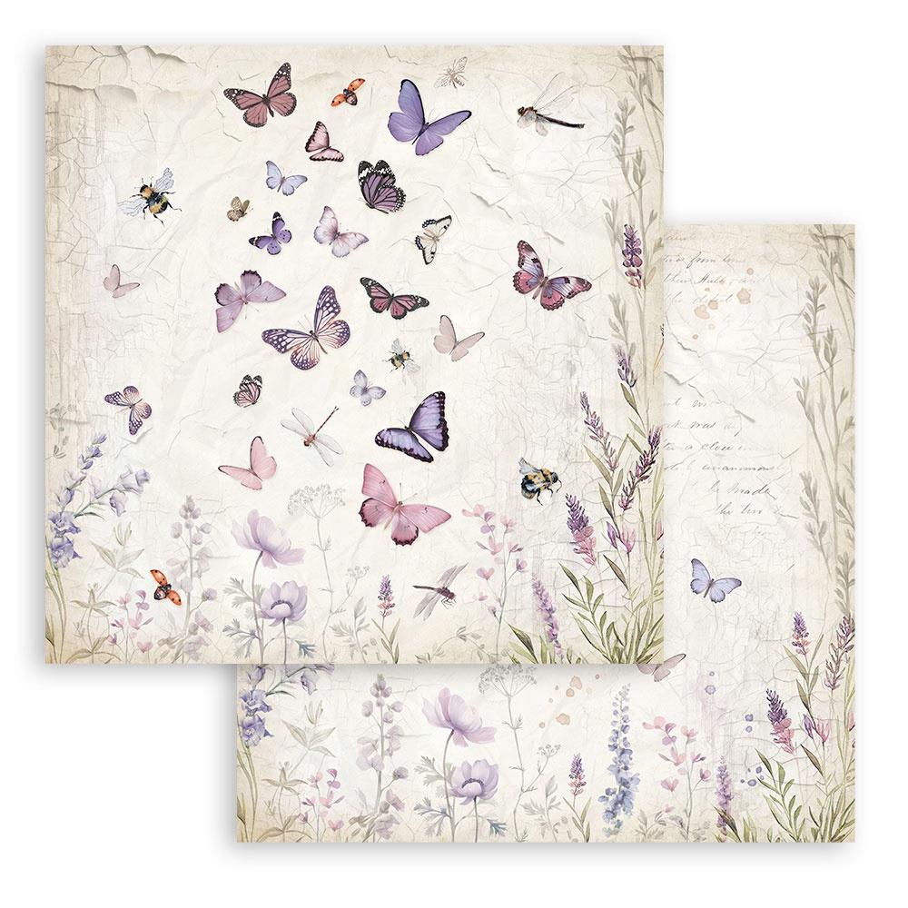 Stamperia Lavender 12"X12" Double-Sided Cardstock: Butterflies (5A0027GM1G9SV)