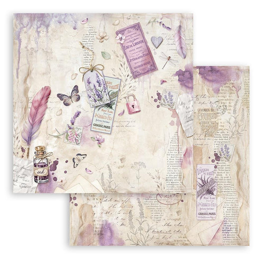 Stamperia Lavender 12"X12" Double-Sided Cardstock: Pen And Inkpot (5A0027HH1G9T0)