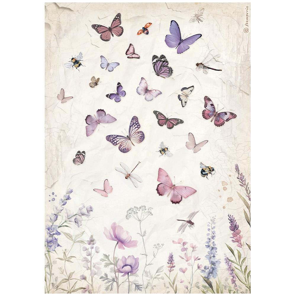 Stamperia Lavender A4 Rice Paper Sheet: Butterfly (5A0027HN1G9T7)