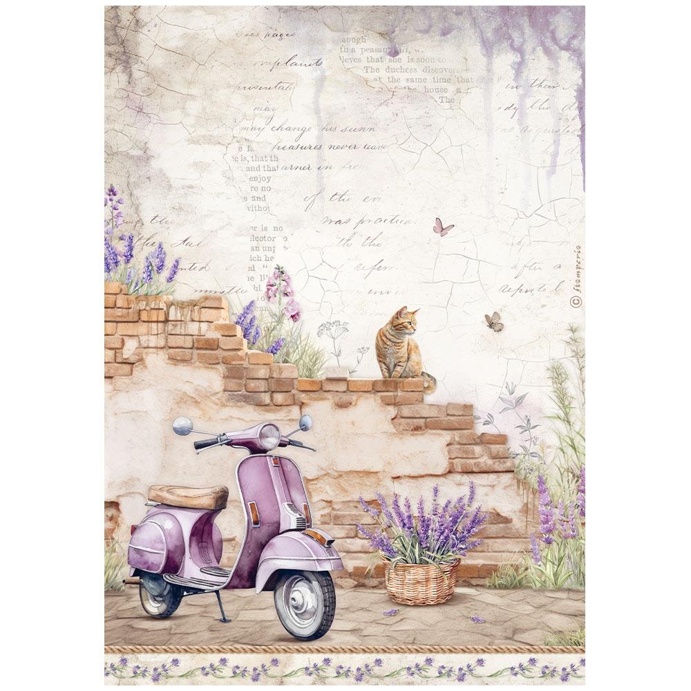 Stamperia Lavender A4 Rice Paper Sheet: Vespa (5A0027HS1G9TM)