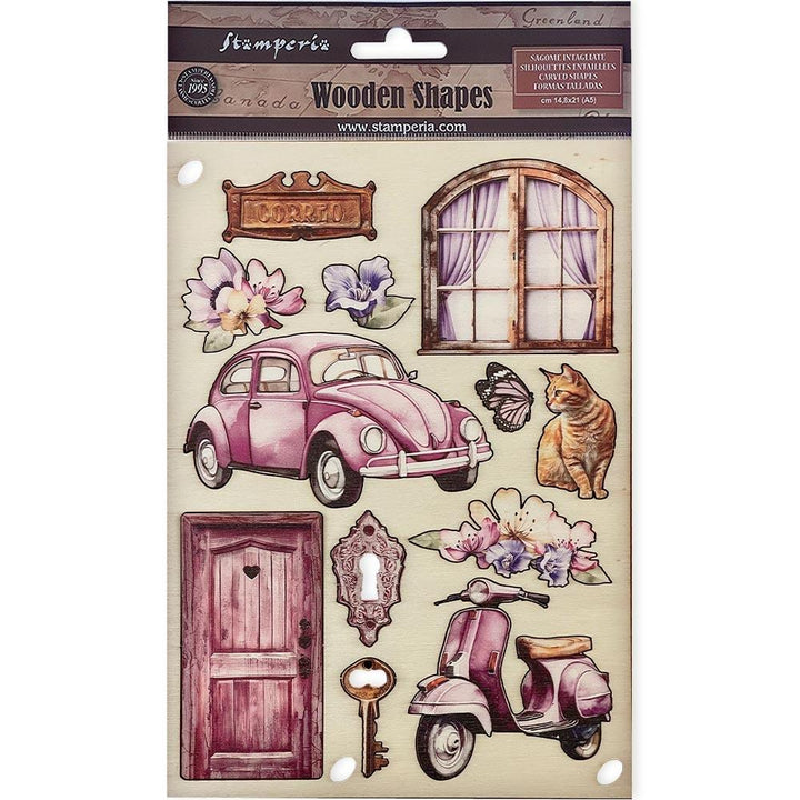 Stamperia Lavender A5 Colored Wooden Shapes (5A0027GN1G9TV)